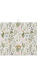 Vintage Floral Oven Mitts and Pot Holders Sets of 3 Cute Botanic Hot Pads Herbs and Wild Flowers Oven Gloves Heat Resistant Washable for Kitchen Cooking Grilling Baking