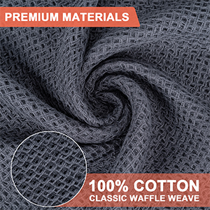 BOOMIBOO ﻿Kitchen Towels 6-Pack Kitchen Dish Cloths,100% Cotton Towels Waffle Weave, Ultra Soft Absorbent, Quick Drying, 12x12 Inches,Dark Grey