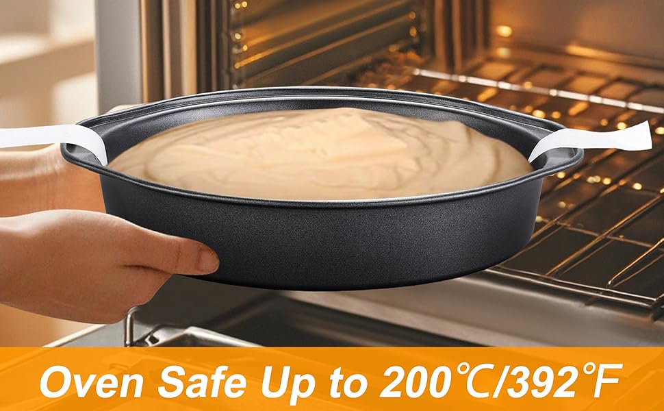 8 Inch Cake Pan - 3PCS Carbon Steel Round Cake Pans with 100 Pieces Parchment Paper, Non-stick & Easy Demolding, Non-toxic & Healthy
