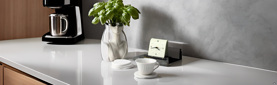 Diatomaceous Earth Coasters Set of 4，Cool Absorbent Quick-Dry Drink Coasters for Desks, Cute Modern Stone Design with Stylish White Aesthetic (4, White)