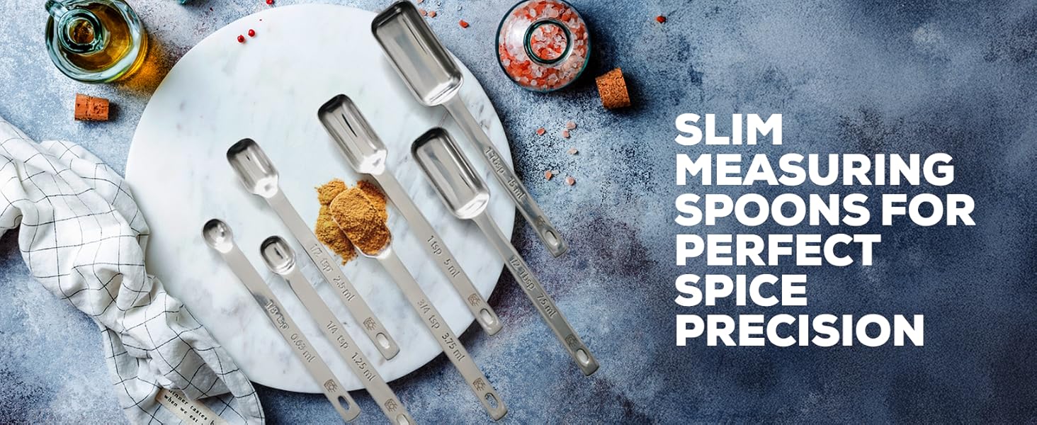 King Arthur Baking Company Spice Measuring Spoons, 18/8 Stainless Steel, 7-Piece Set, Precision Measures, For Baking And Cooking
