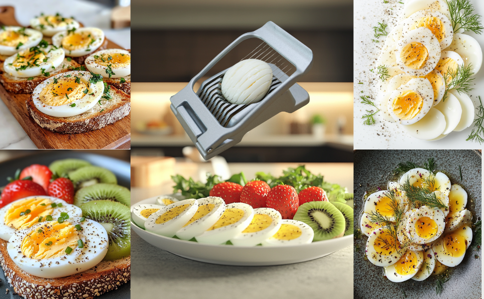 Annie & Mia Design Egg Slicer, Stainless Steel Wires Dishwasher Safe Aluminum Alloy Heavy Duty Multipurpose Cutter For Hard Boiled Eggs or Strawberry, Butter, Kiwi