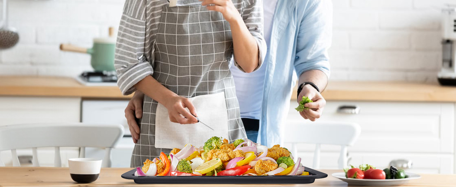 5 Pieces Baking Pans Set, Nonstick Baking Sheet Tray Oven Pans Bakeware Set, Baking Supplies with Round/Square Cake Pan, Muffin Pan, Loaf Pan, Roast Pan, Stackable Baking Sets for Cooking