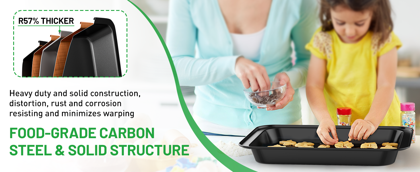 5 Pieces Baking Pans Set, Nonstick Baking Sheet Tray Oven Pans Bakeware Set, Baking Supplies with Round/Square Cake Pan, Muffin Pan, Loaf Pan, Roast Pan, Stackable Baking Sets for Cooking