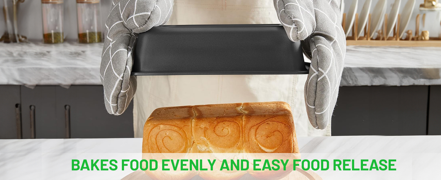 5 Pieces Baking Pans Set, Nonstick Baking Sheet Tray Oven Pans Bakeware Set, Baking Supplies with Round/Square Cake Pan, Muffin Pan, Loaf Pan, Roast Pan, Stackable Baking Sets for Cooking