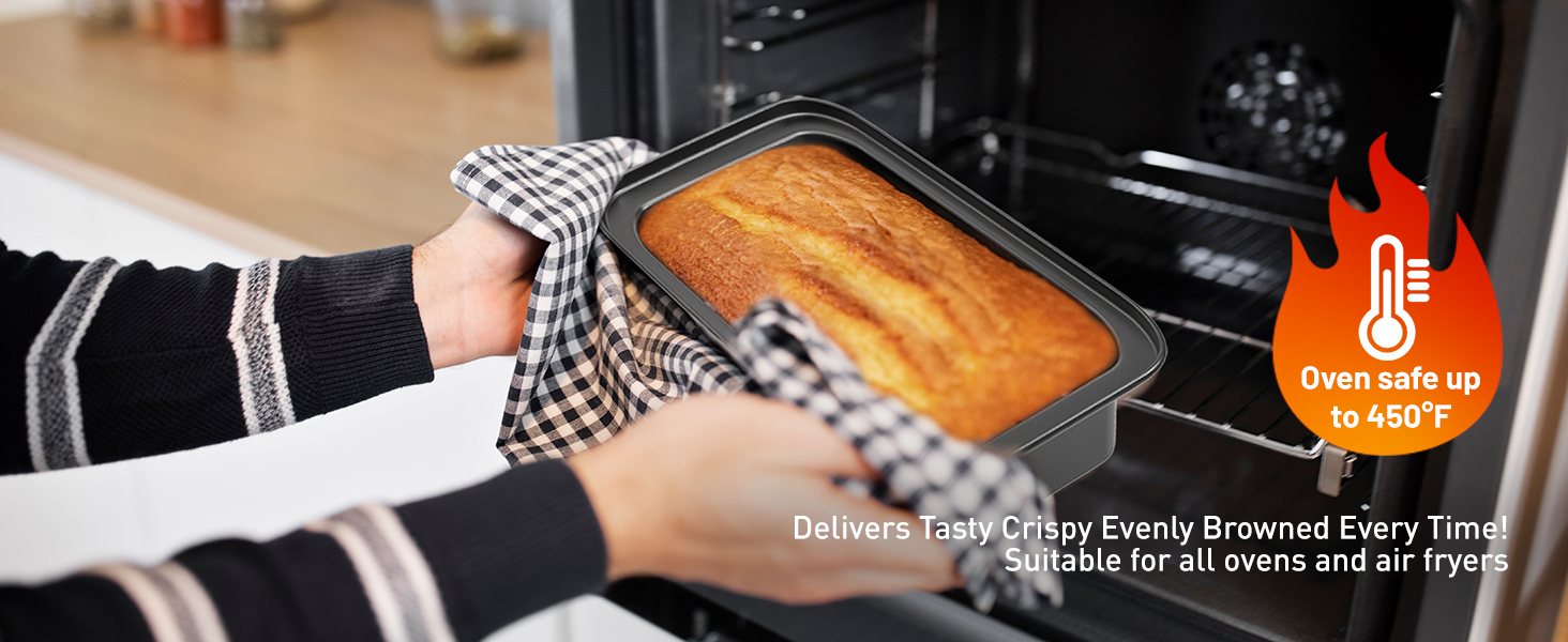 5 Pieces Baking Pans Set, Nonstick Baking Sheet Tray Oven Pans Bakeware Set, Baking Supplies with Round/Square Cake Pan, Muffin Pan, Loaf Pan, Roast Pan, Stackable Baking Sets for Cooking