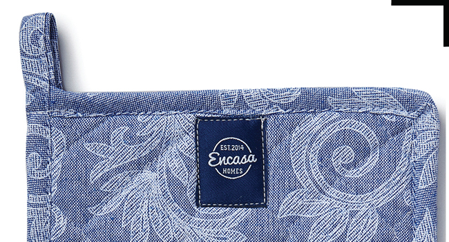 Pot Holders for Kitchen | Heat Resistant Pads | Set of 2 | Hot Dish Holder Sets | 8x8 in |for Cooking, Baking, Grilling, Microwave & BBQ, Chambray Blue by Encasa XO