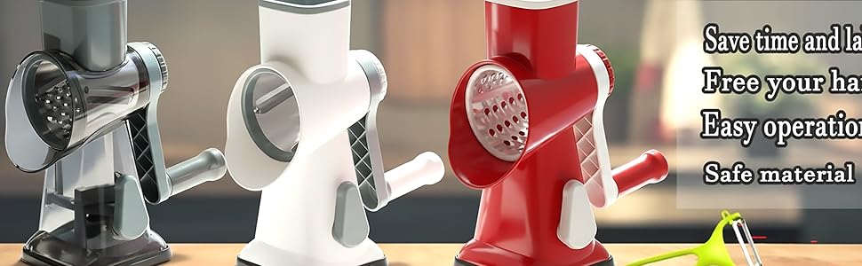 Rotary Cheese Grater Multi-Purpose Stainless Steel Cheese Shredder - Cheese Grater With Handle Effortless Grating of Carrots, Potatoes, Vegetables, and Fruits (blue)