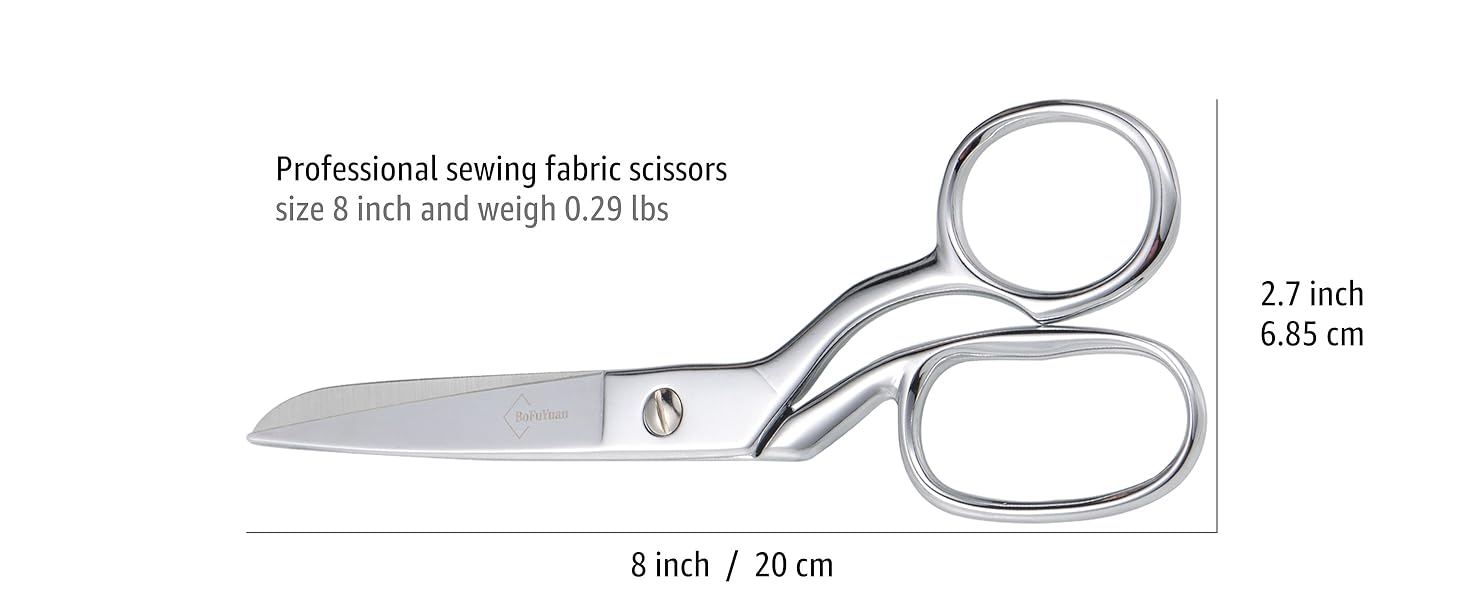 Professional Stainless Steel Fabric Scissors, 8-Inch Heavy Duty MultiPurpose Tailor Sewing Scissors for Fabric Cutting, Leather, Craft, Sharp Precision Shears Blades, Ergonomic Comfort Grip