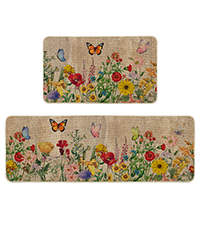 Artoid Mode Flowers Lavender Daisy Spring Kitchen Mats Set of 2, Summer Home Decor Low-Profile Kitchen Rugs for Floor - 17x29 and 17x47 Inch