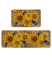 Artoid Mode Flowers Lavender Daisy Spring Kitchen Mats Set of 2, Summer Home Decor Low-Profile Kitchen Rugs for Floor - 17x29 and 17x47 Inch