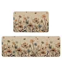 Artoid Mode Eucalyptus Together Spring Kitchen Mats Set of 2, Summer Home Decor Low-Profile Kitchen Rugs for Floor - 17x29 and 17x47 Inch
