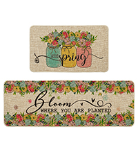 Artoid Mode Eucalyptus Together Spring Kitchen Mats Set of 2, Summer Home Decor Low-Profile Kitchen Rugs for Floor - 17x29 and 17x47 Inch