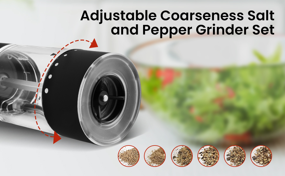 Electric Salt and Pepper Grinder Set, Adjustable Coarseness & LED Light, Rechargeable Large Capacity Stainless Steel Mill, Birthday Cooking Gifts for Women Mom- Black/White