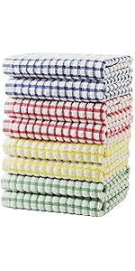 Oeleky Kitchen Dishcloths for Washing Dishes, Ultra Absorbent Dish Rags, Cotton Cleaning Cloths Pack of 8, 12x12 Inches