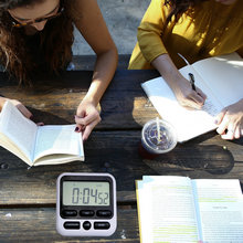 Digital Dual Kitchen Timer with Strong Magnet,24-Hour Countdown & Stopwatch,Loud Alarm,12/24 Hour Clock Switch,Calendar,Visual Indicator Light,Mute Option,3 Placement Options (Batteries Included)