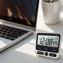 Digital Dual Kitchen Timer with Strong Magnet,24-Hour Countdown & Stopwatch,Loud Alarm,12/24 Hour Clock Switch,Calendar,Visual Indicator Light,Mute Option,3 Placement Options (Batteries Included)