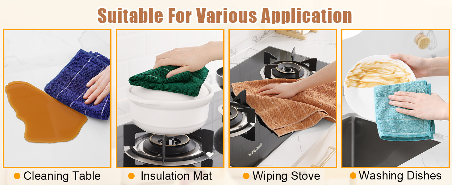 Homaxy Microfiber Kitchen Towels and Dishcloths Set, 12 Pack Soft and Absorbent Dish Hand Towels Bulk, 28 x 16 Inch & 12 x 12 Inch Quick Drying Rags for Washing Dishes, Grey