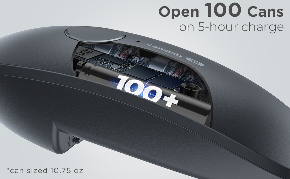 Canslab Ultrablde SE - USB Rechargeable Electric Can Opener for Kitchen for Seniors with Arthritis- Cordless Battery Powered Automatic, Side Cut, Smooth Edge, Handsfree, for Small or Large Cans, Grey