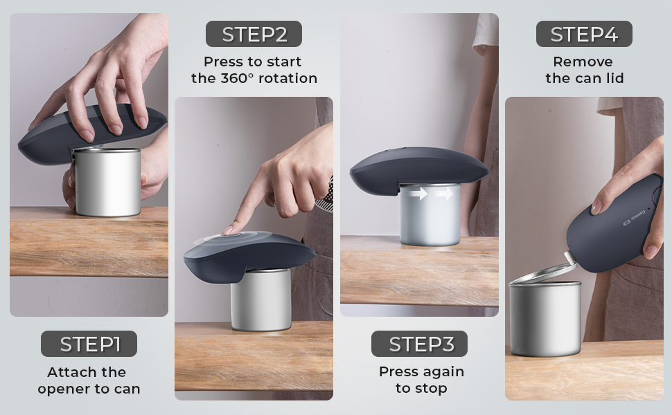 Canslab Ultrablde SE - USB Rechargeable Electric Can Opener for Kitchen for Seniors with Arthritis- Cordless Battery Powered Automatic, Side Cut, Smooth Edge, Handsfree, for Small or Large Cans, Grey