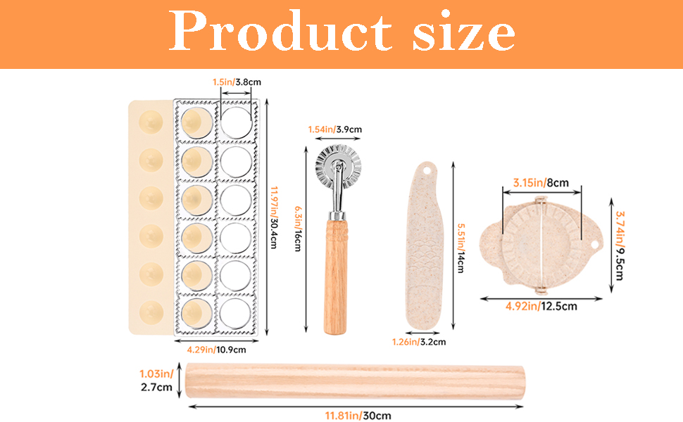 5 Pieces Ravioli Mold Set,Includes 12 Holes Ravioli Maker Press, Wood Rolling Pin,Dumpling Press Mold, Filling Spoon,Ravioli Cutter,for Ravioli Press Mold Pasta Making Tools