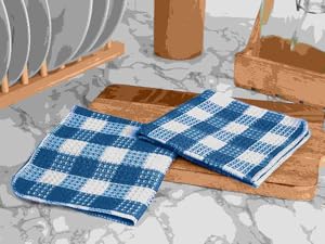 Blue Needles Set of 8 Waffle Weave Check Plaid Dish Cloths, 12x12 Inches 100% Cotton Dish Towels for Kitchen, Ultra Soft & Absorbent Kitchen Towels for Quick Drying Spring Summer - Black & White