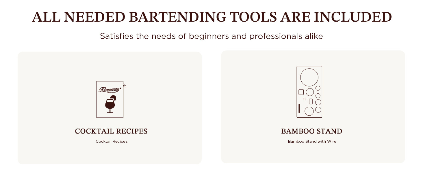 KITESSENSU Cocktail Shaker Set with Stand | Mixology Bartender Kit Bar Set with Essential Bar Accessories for Home Bar: Martini Shaker, Jigger, Muddler, Bar Spoon | Drink Mixer Cocktail Kit