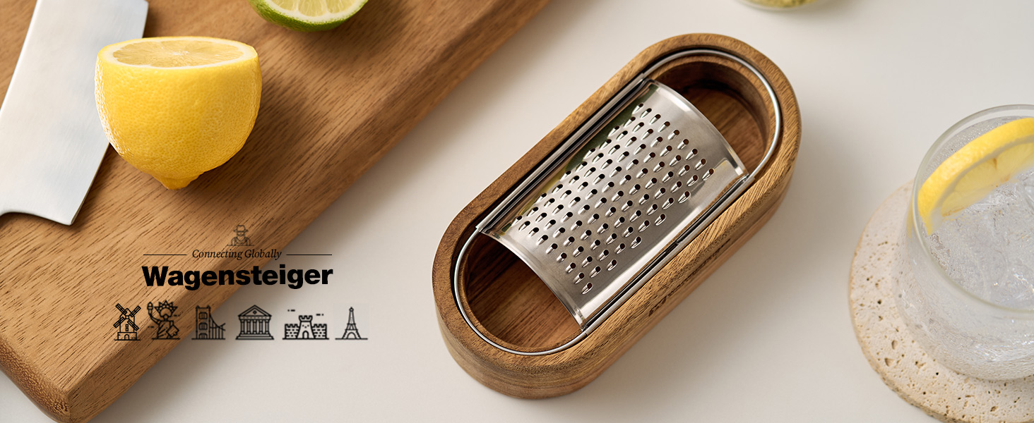 Removable SUS304 Stainless Steel Cheese Grater with Wooden Container, Wooden Shredder, Citrus Zester, Perfect for Presenting Freshly Grated Cheese or Zest