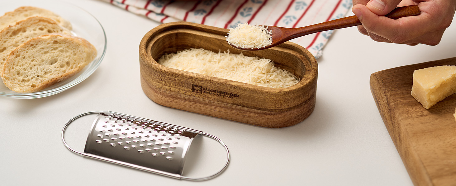 Removable SUS304 Stainless Steel Cheese Grater with Wooden Container, Wooden Shredder, Citrus Zester, Perfect for Presenting Freshly Grated Cheese or Zest
