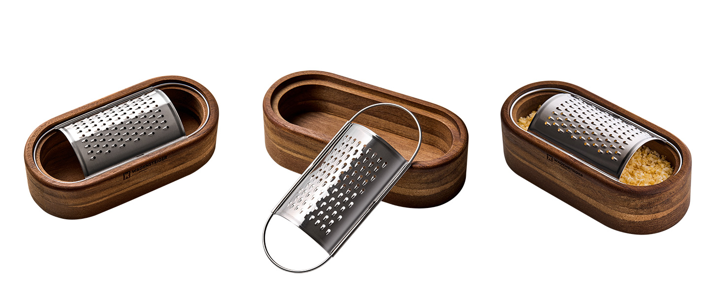 Removable SUS304 Stainless Steel Cheese Grater with Wooden Container, Wooden Shredder, Citrus Zester, Perfect for Presenting Freshly Grated Cheese or Zest