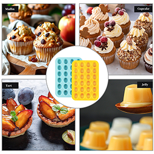 2PCS Silicone Mini Muffin Pan, 24 Cups Nonstick Mini Cupcake Pan for Baking, BPA Free and Dishwasher Safe, Great for Making Muffin Cakes, Tart, Bread and Egg Bites