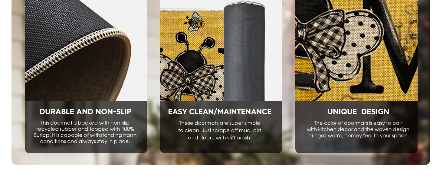 Artoid Mode Beige Bee Home Sweet Home Spring Kitchen Mats Set of 2, Summer Home Decor Low-Profile Kitchen Rugs for Floor - 17x29 and 17x47 Inch