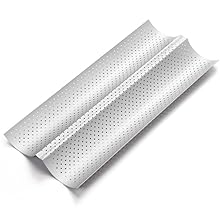 Baguette Bread Pan, Premium Nonstick Perforated French Bread Baking Pan, 2 Loaves Baguette Tray for Sourdough, Italian Bread Baking, Perfect for Creating Crisp Golden-Brown Crust