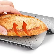 Baguette Bread Pan, Premium Nonstick Perforated French Bread Baking Pan, 2 Loaves Baguette Tray for Sourdough, Italian Bread Baking, Perfect for Creating Crisp Golden-Brown Crust