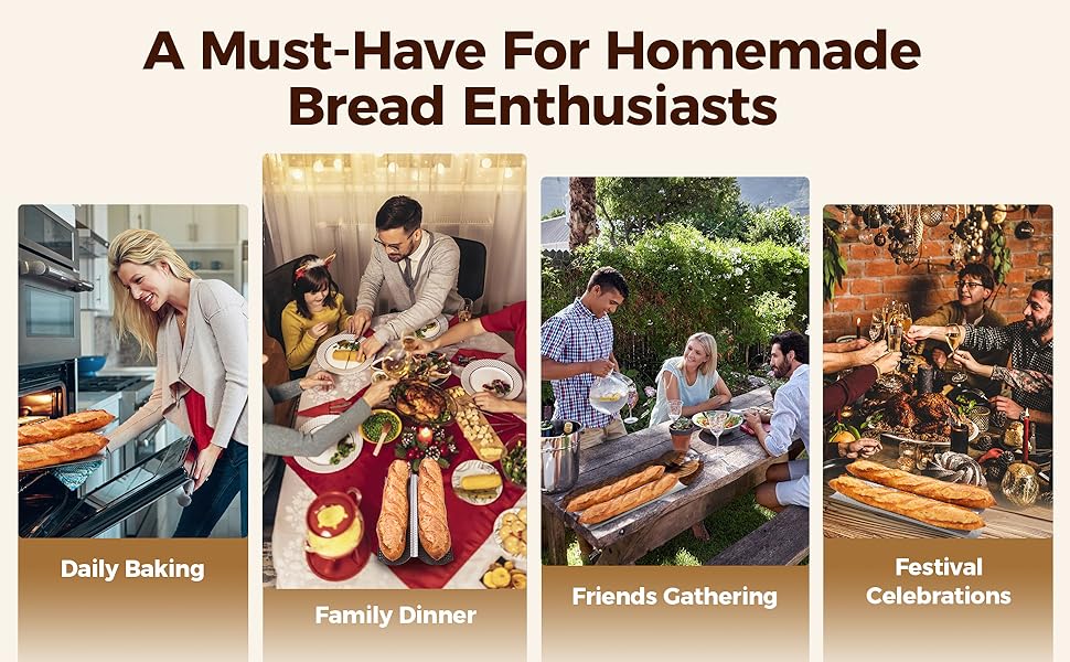 Baguette Bread Pan, Premium Nonstick Perforated French Bread Baking Pan, 2 Loaves Baguette Tray for Sourdough, Italian Bread Baking, Perfect for Creating Crisp Golden-Brown Crust