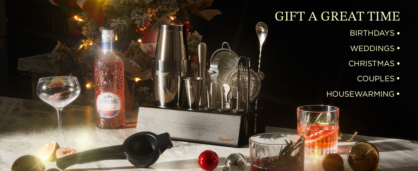 KITESSENSU Boston Shaker Set Mixology Bartender Kit | Premium Cocktail Shaker Kit with Stand Professional Home Bar Tools Accessories: Martini Shaker, Citrus Tools, Fine Mesh Strainers, Muddler, Jigger