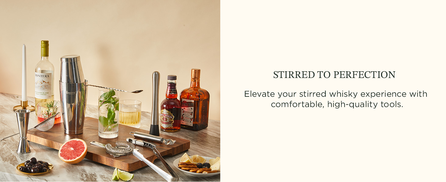 KITESSENSU Boston Shaker Set Mixology Bartender Kit | Premium Cocktail Shaker Kit with Stand Professional Home Bar Tools Accessories: Martini Shaker, Citrus Tools, Fine Mesh Strainers, Muddler, Jigger