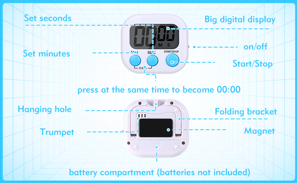 Mwellewm Kitchen Timer 6 Packs Digital Timers for Classroom Small Magnetic Countdown Stopwatch for Cooking Mini Loud Alarm Stop for Kitchen Study Work Baking Sports Games Timer Clock