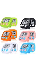 Mwellewm Kitchen Timer 6 Packs Digital Timers for Classroom Small Magnetic Countdown Stopwatch for Cooking Mini Loud Alarm Stop for Kitchen Study Work Baking Sports Games Timer Clock