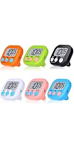Mwellewm Kitchen Timer 6 Packs Digital Timers for Classroom Small Magnetic Countdown Stopwatch for Cooking Mini Loud Alarm Stop for Kitchen Study Work Baking Sports Games Timer Clock