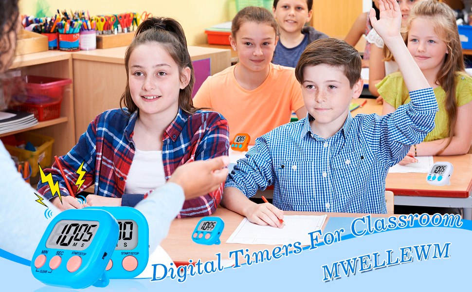 Mwellewm Kitchen Timer 6 Packs Digital Timers for Classroom Small Magnetic Countdown Stopwatch for Cooking Mini Loud Alarm Stop for Kitchen Study Work Baking Sports Games Timer Clock