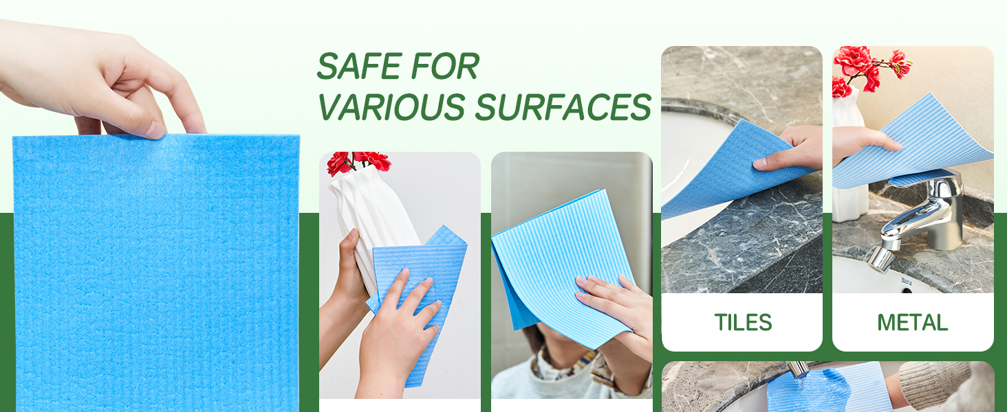 Swedish Dishcloths for Kitchen 10 Pack, Cellulose Sponge Cloths of Reusable Dish Cloths for Cleaning,Super Absorbent Dish Towels for Washing Dishes