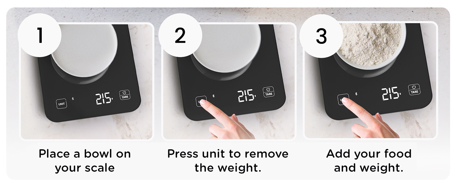Qahar Food Scale with Nutritional Calculator, Waterproof LED Display Digital Kitchen Scale for Weight Loss Cooking Baking Keto Macro Diet, Calorie Counting, Black Glass, 22lb/10kg