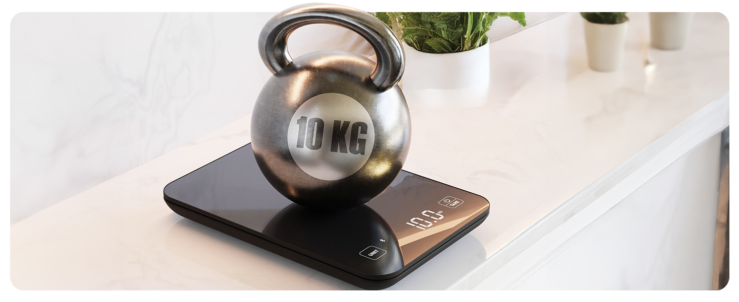 Qahar Food Scale with Nutritional Calculator, Waterproof LED Display Digital Kitchen Scale for Weight Loss Cooking Baking Keto Macro Diet, Calorie Counting, Black Glass, 22lb/10kg