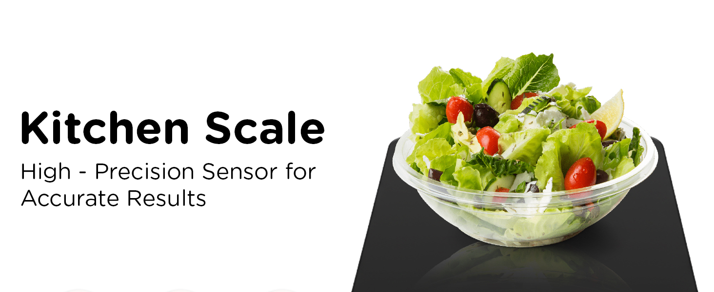 Qahar Food Scale with Nutritional Calculator, Waterproof LED Display Digital Kitchen Scale for Weight Loss Cooking Baking Keto Macro Diet, Calorie Counting, Black Glass, 22lb/10kg