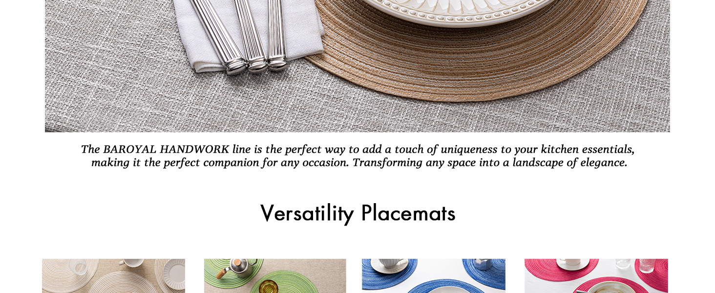 Round Placemats Set of 6 Woven Placemats Washable Braided Table Mats for Dining Table Heat Resistant Non-Slip Circle Place Mats(Beige)