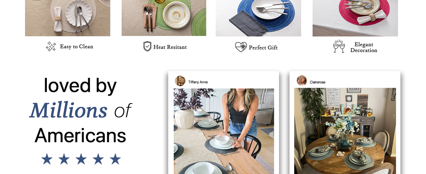 Round Placemats Set of 6 Woven Placemats Washable Braided Table Mats for Dining Table Heat Resistant Non-Slip Circle Place Mats(Beige)