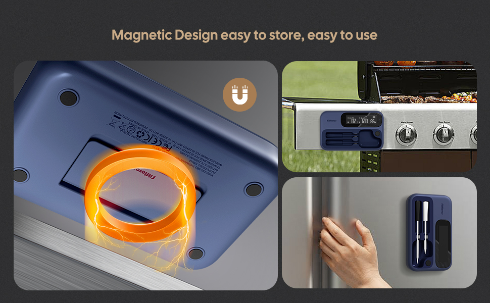 Meat Thermometer Wireless with Dual Probes for Grilling & Smoking | Fitflavor Bluetooth WiFi Meat Thermometer - Smart Meat Probe for BBQ, Oven, Rechargeable IP67 Waterproof