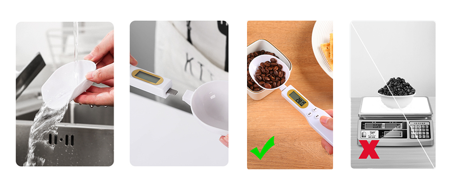 Digital Measuring Spoon Electronic Scale Spoon Weighing for Food Coffee Powder Tea Ingredients Spice Baking Kitchen Gram Measuring Spoons High Precision 0.1g