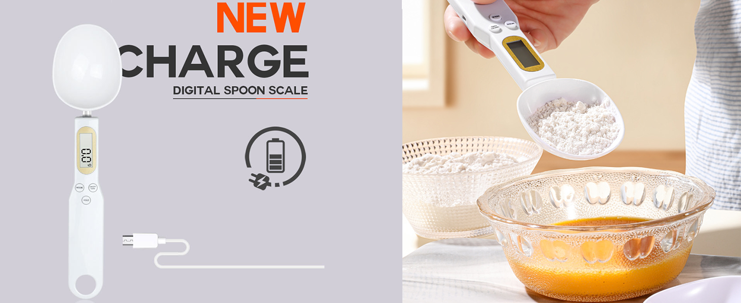 Digital Measuring Spoon Electronic Scale Spoon Weighing for Food Coffee Powder Tea Ingredients Spice Baking Kitchen Gram Measuring Spoons High Precision 0.1g